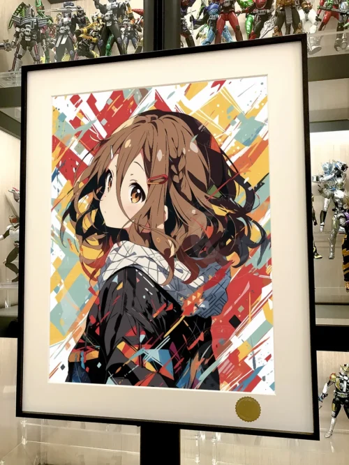 K-ON! Hirasawa Yui premium painting gallery. Vibrant art, elegant frame, and numbered limited edition close-ups.