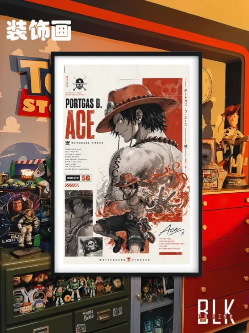 "Stunning main image of the Portgas D. Ace Baroque art style decorative painting from One Piece, showcasing vibrant colors and dramatic detail."