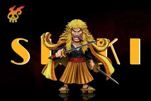 "Iconic Golden Lion Shiki One Piece statue by A+ Studio, capturing his menacing aura and dynamic golden lion appearance. A premium collectible figure."