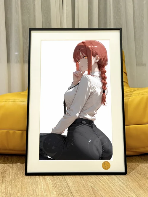 "Premium limited edition Makima Stargazer art print. Chainsaw Man's elegant Makima gazes under a mesmerizing starry sky. High-quality collectible."
