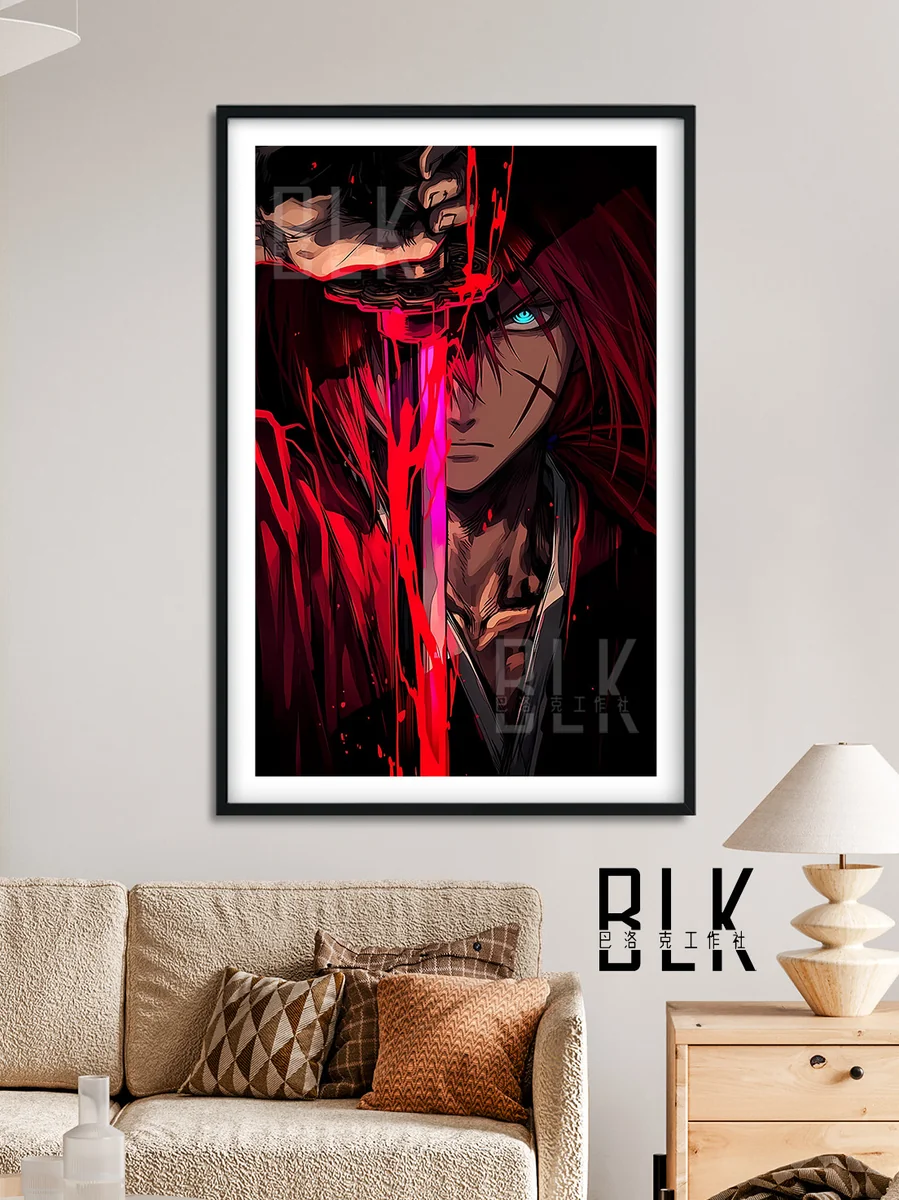 "Dramatic Blood-red Rurouni Kenshin painting gallery, showcasing its intense Baroque style and visually striking ornate details."
