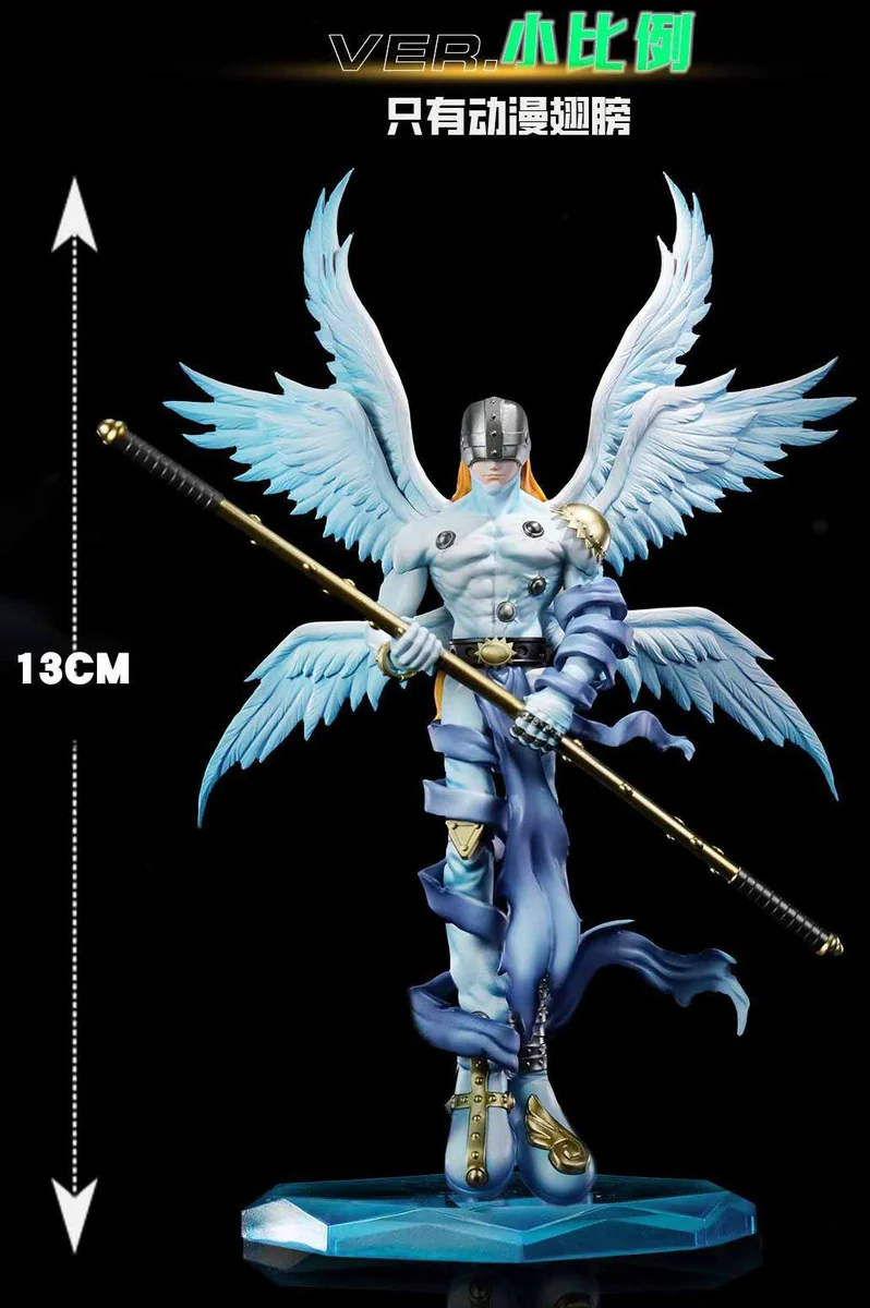 "Limited Edition Angemon Digimon collectible statue, MH A Flying version, showcasing majestic anime wings and a dynamic pose, embodying divine power."