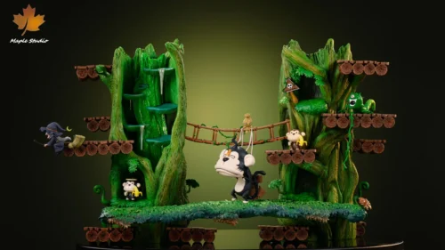 "Magic Forest original fantasy resin statue. Breathtaking, ultra-limited diorama featuring a graceful sorceress in an enchanted forest."