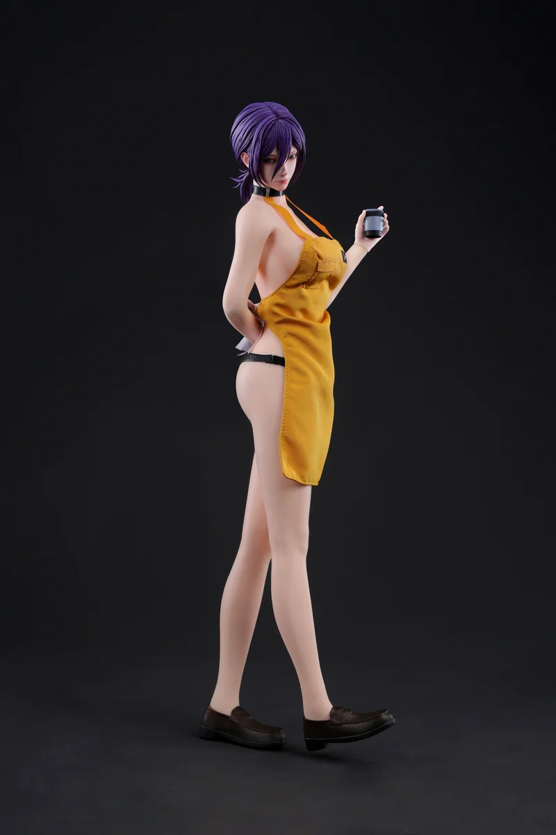 "Dynamic views of the hyper-realistic 1/6 Chainsaw Man Reze movable statue, showcasing premium platinum silicone and articulated sculpting."