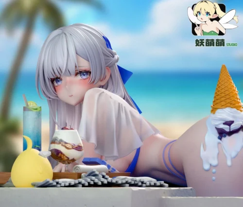 "Exquisite 1/6 scale Azur Lane Byakumei Kyojin resin statue. Dynamic pose, intricate dark fantasy details from various angles."