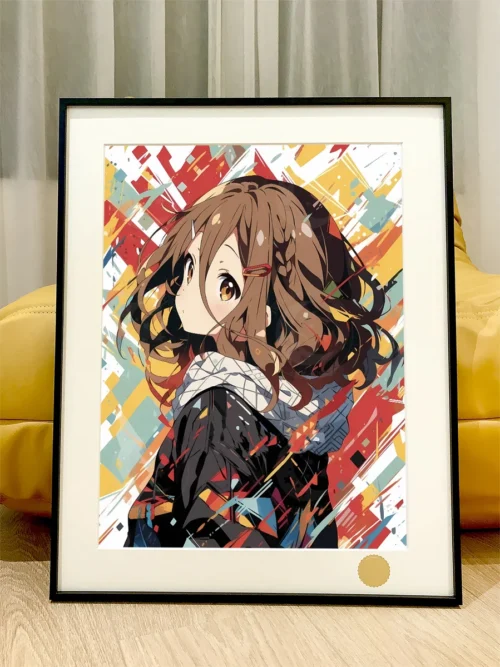 Vibrant K-ON! Hirasawa Yui 'Starry Sky' decorative painting. This premium, limited edition art print is elegantly framed and handwritten numbered.