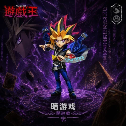 "Playful Yugi Muto figure gallery showcasing the dynamic dual Yugi Muto collectible set in a vibrant, chibi-esque style with detailed sculpting."