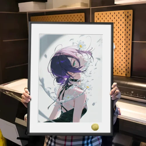 "Dynamic Chainsaw Man Reze Seventh Bomb decorative painting, an exclusive limited edition art print showcasing Reze's explosive elegance."