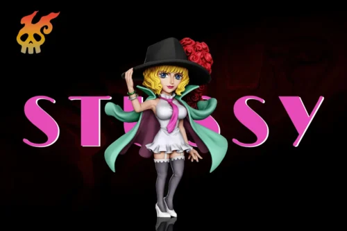 "Premium A+ Studio Stussy Rocks Pirates One Piece figure. Dynamic, elegant, and highly detailed, showcasing her enigmatic presence on a sleek blue base."