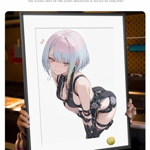 "Vibrant Wuthering Waves Cyberpunk Art Lucy decorative painting, showcasing details of this exclusive limited edition print by Huang Gua Studio."