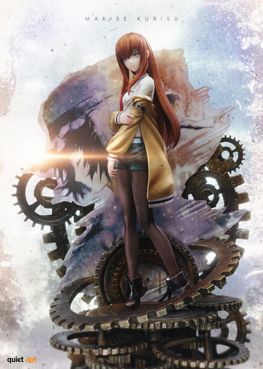 "Ultra-Limited 1/6 Makise Kurisu Steins;Gate resin statue. Dynamic pose, scientific motifs, and temporal gears from various angles."
