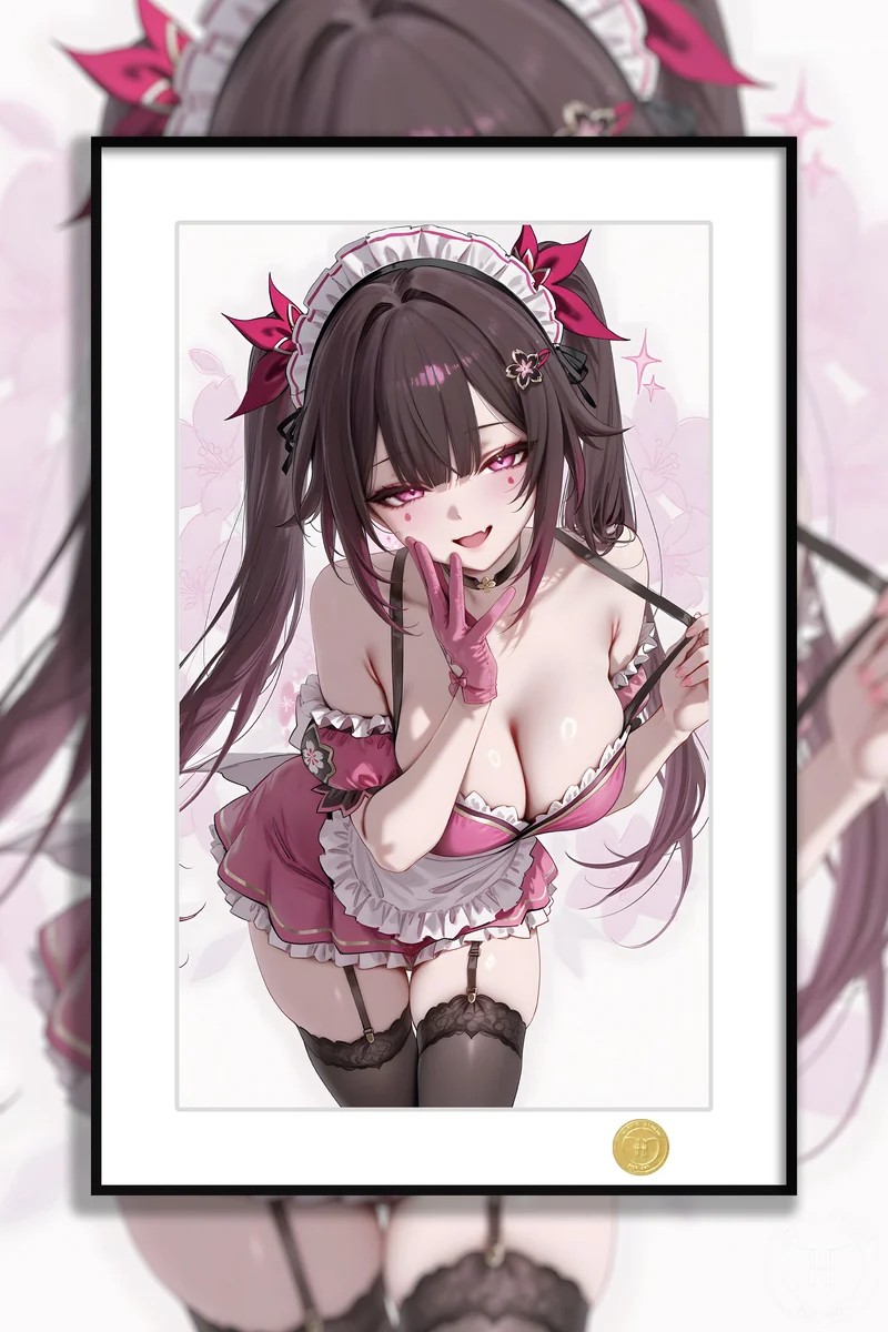 "Vibrant Honkai: Star Rail Sparkle in her playful maid outfit, a dynamic limited edition decorative art print from H-TWO Studio."