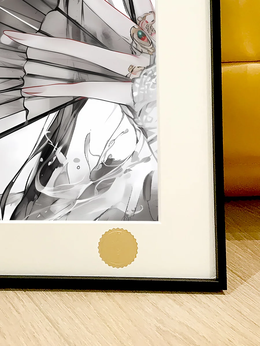 "Close-up of the Limited Edition Ink Wash Boa Hancock Print, highlighting celestial details and the elegant blend of traditional and anime art."