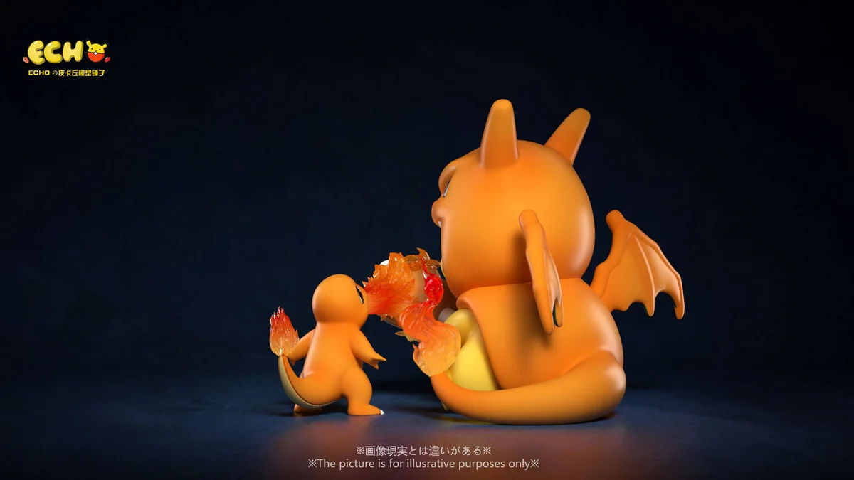 "A unique set of three Pikachu Kanto Starters Evolution Cosplay figures. These charming Pokémon statues show Pikachu as Venusaur, Charizard, and Blast