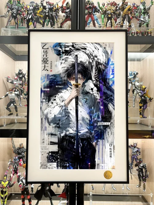 "Close-up of the limited edition Jujutsu Kaisen Yuta Okkotsu graffiti art print from Xingkong Studio, showcasing vibrant cosmic details and dynamic."