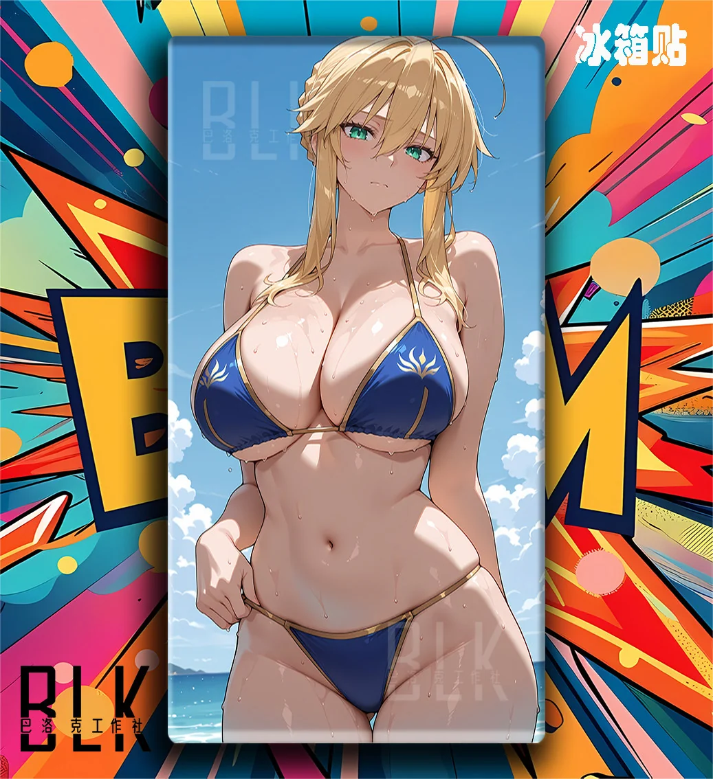 "Premium Baroque Swimsuit Saber decorative painting from Fate/stay night, featuring vibrant colors and intricate classical artistic details."