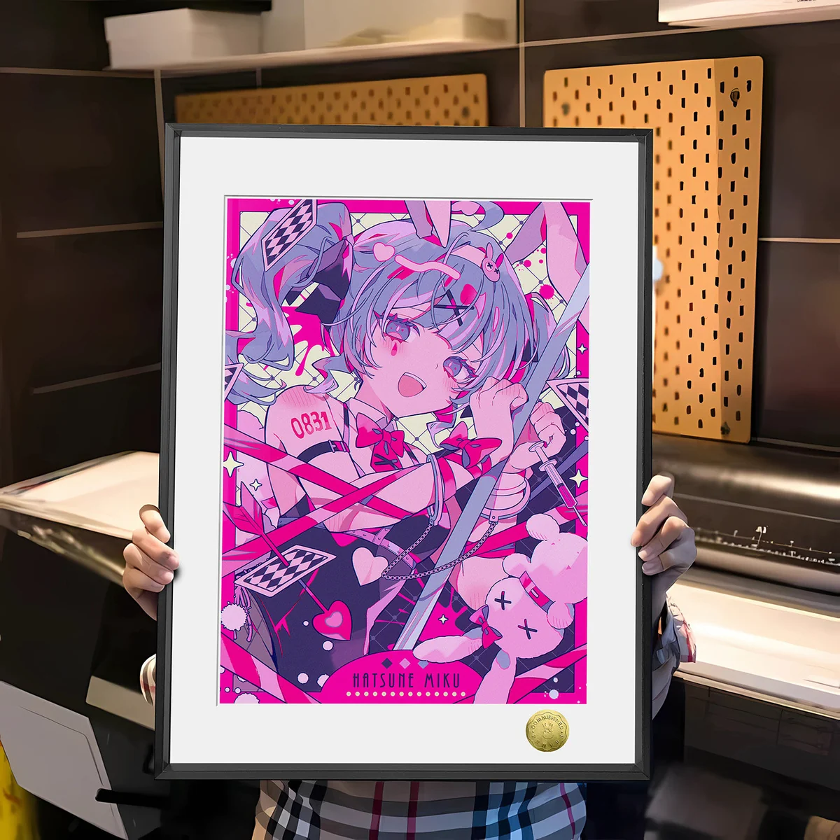 "Vibrant Hatsune Miku Bunny Girl 'Rabbit Hole' Series decorative painting, a limited edition art print and versatile Vocaloid collectible."