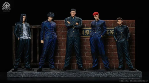 "1/6 Shohoku 'Campus Five Tigers' Slam Dunk statue. Complete diorama set, dynamic poses and exquisite sculpting from various angles. Slam Dunk figures."