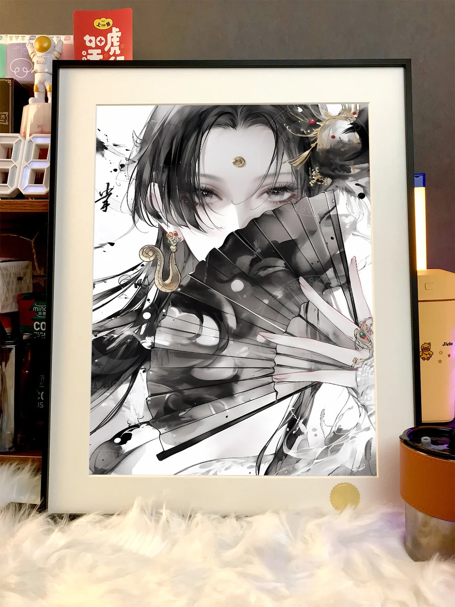 "Limited Edition Ink Wash Boa Hancock Print. Premium One Piece art by Xingkong Studio, blending celestial traditional anime."