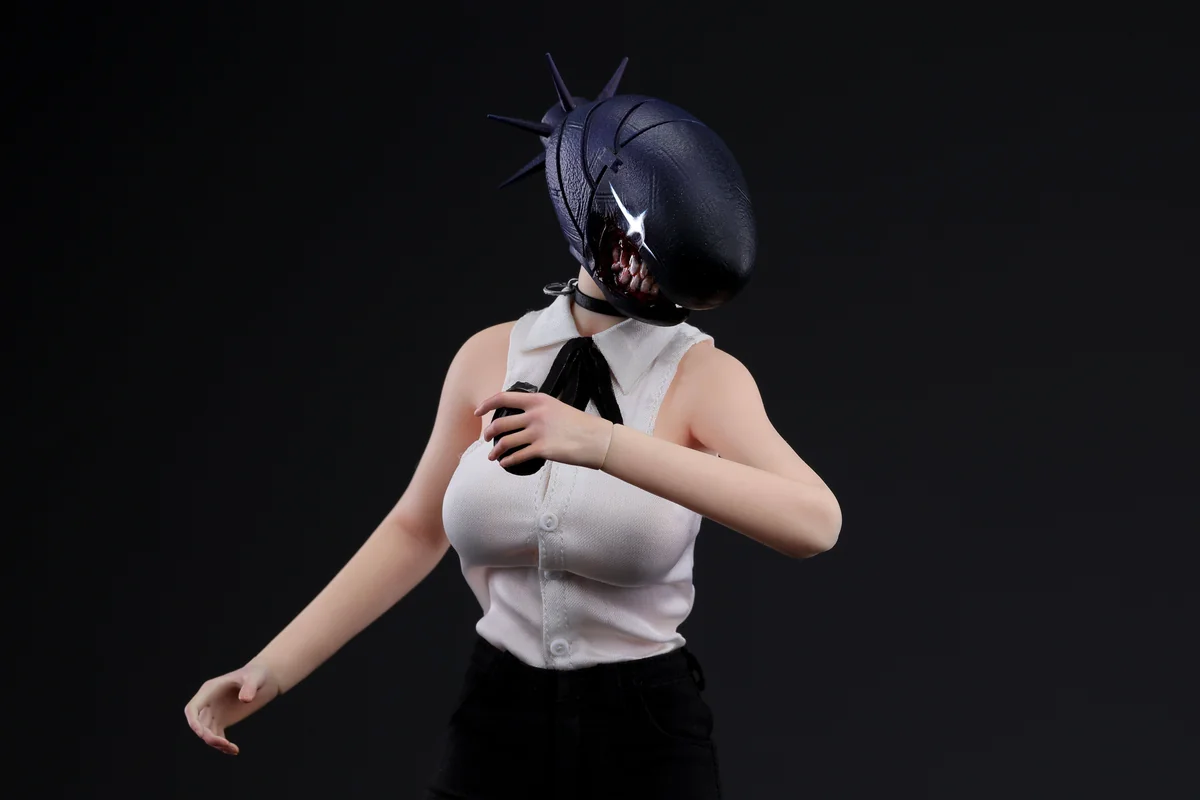 "Chainsaw Man Reze 1/6 movable figure by BoxQi Studio. See hyper-realistic details, premium platinum silicone, and fully articulated dynamic posing."