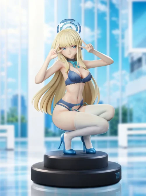 "Exquisite Blue Archive Asuma Toki Lingerie Bust Statue, a premium collectible figure showcasing sensual, meticulous detail."