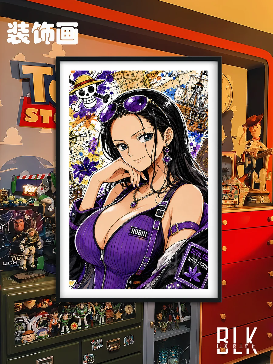 "One Piece Graffiti Art painting of Nami and Robin in unique Baroque style. Captures artistic details, blending classic art with street culture."