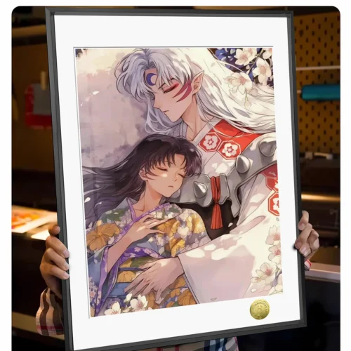 "Limited edition Inuyasha Sesshomaru Rin Painting. This gallery reveals the romantic bond, refined art style, and intricate details from various angle."