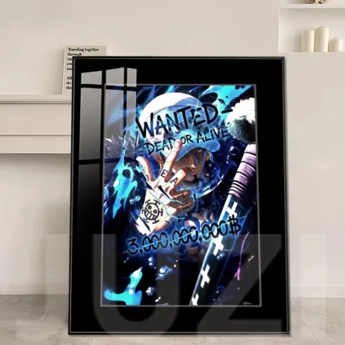 "Stunning One Piece Trafalgar Law portrait painting, a premium HD anime art print capturing his dynamic signature style. Fade-resistant and vibrant."