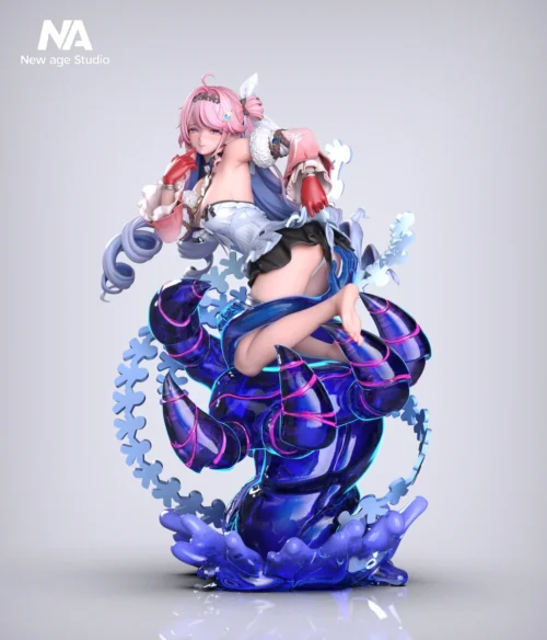 "Wuthering Waves Dania 1/6 statue by New Age Studio, captured from a dynamic angle, highlighting her intricate sculpt, vibrant details."