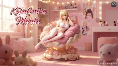 "Exclusive Marin Kitagawa Sweet Dream statue portrays her in a tender, intimate pose, capturing a serene private moment from My Dress-Up Darling."
