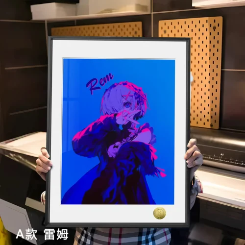 "Re:Zero Rem Ram Maid Sisters decorative painting showcasing serene fan art details, soft colors, and domestic charm. A premium limited edition home."