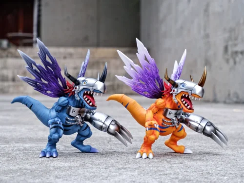 "MDS Studio's premium MetalGreymon Digimon statue from various angles, showcasing its dynamic pose, intricate cybernetic sculpting, and collectible."