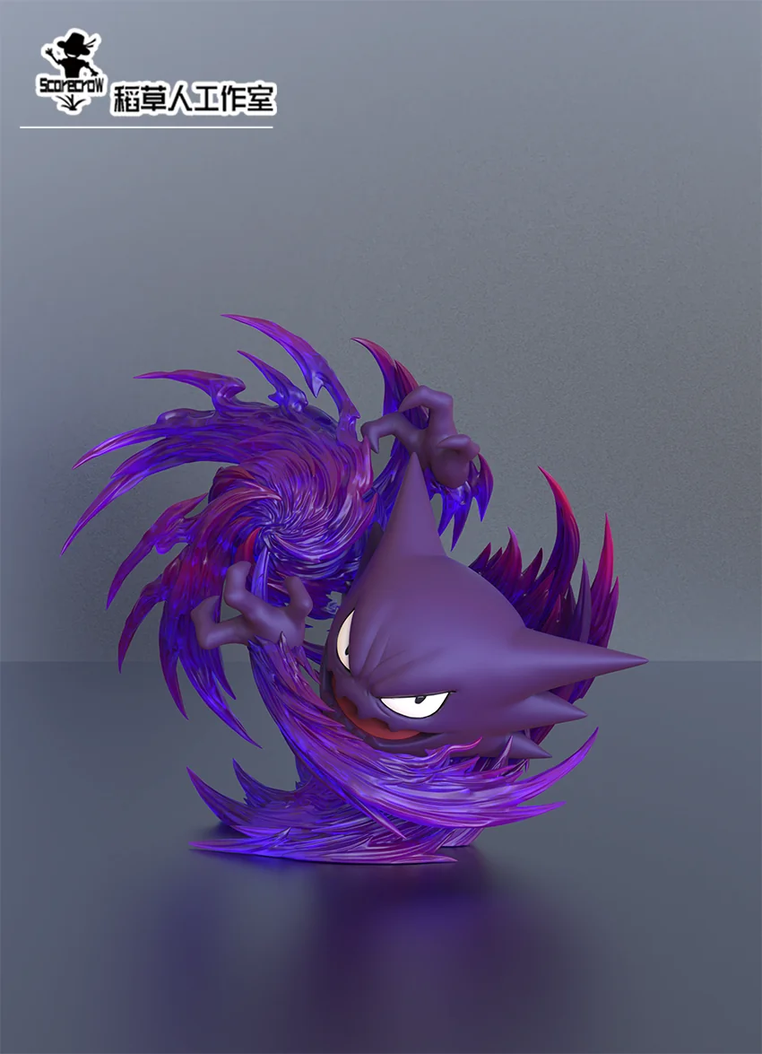 "Limited edition 1/20 Gengar Evolution Set Pokemon resin statue by Strawman Studio, from dynamic angles, highlighting intricate details and two."