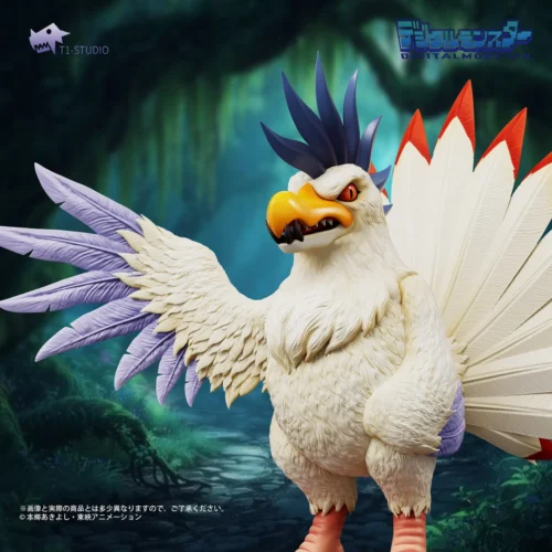 "Multiple angles of the meticulously detailed Kokatorimon Digimon T1-studio statue, showcasing its intricate insectoid design, dynamic pose."