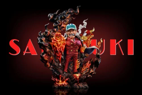 "One Piece Akainu Sakazuki figure by A+ Studio, showcasing the admiral in a powerful stance with explosive magma effects and his iconic uniform."