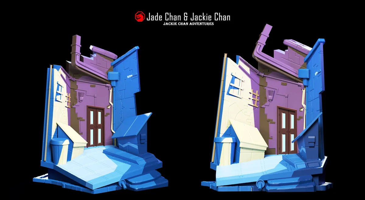 "Jackie Chan & Jade Shendu Studio statue. Premium, extremely limited. Detailed sculpts, interchangeable parts, iconic scene."