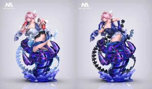 "Dynamic Wuthering Waves Dania 1/6 scale statue by New Age Studio, highlighting her ethereal fantasy design and intricate LED light-up base."