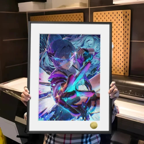 "Dynamic Silver Wolf LV.999 Hacker Master decorative painting, a premium, limited edition Honkai: Star Rail fan art print showcasing vibrant digital."