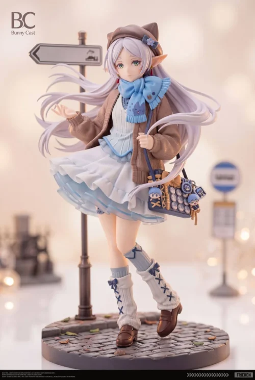 "A detailed view of the Limited Edition Frieren Winter Outfit Premium Polystone GK Figure, highlighting its elegant sculpted details and hand-numbered."