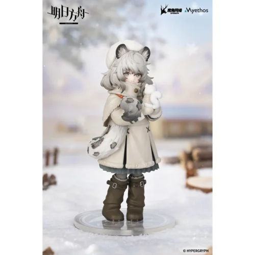 Myethos Pramanix figure showcasing the delicate girl amidst an ethereal winter wonderland, highlighting its exquisite design and serene charm.