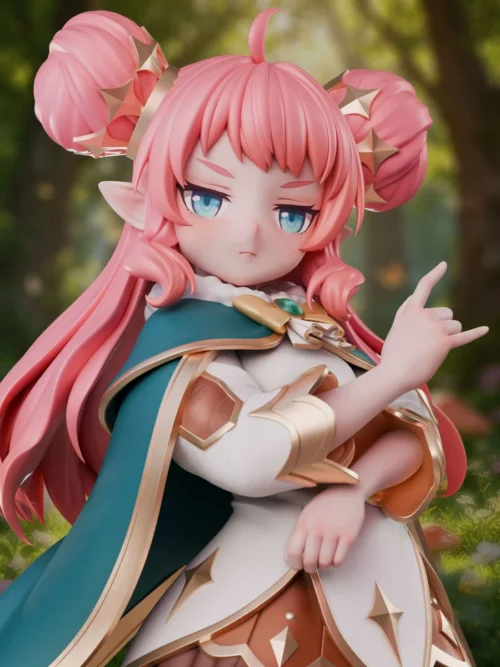 "Stunning Cleysia Rock Kingdom resin statue in multiple views, emphasizing exquisite details, dynamic action, and shimmering magical effects crafted."