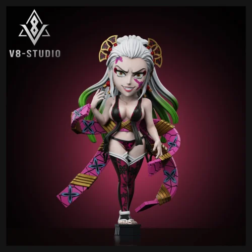 "Detailed gallery views of the exquisite V8-STUDIO WCF Daki & Gyutaro Demon Slayer figures, highlighting their dynamic sculpt and intricate Upper Rank."