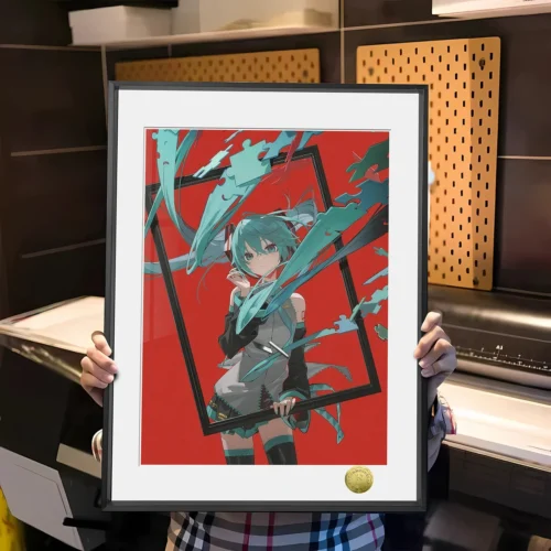 "Dreamy Hatsune Miku puzzle decorative painting by Huang Gua Studio, showcasing vibrant fan art for versatile home decor."