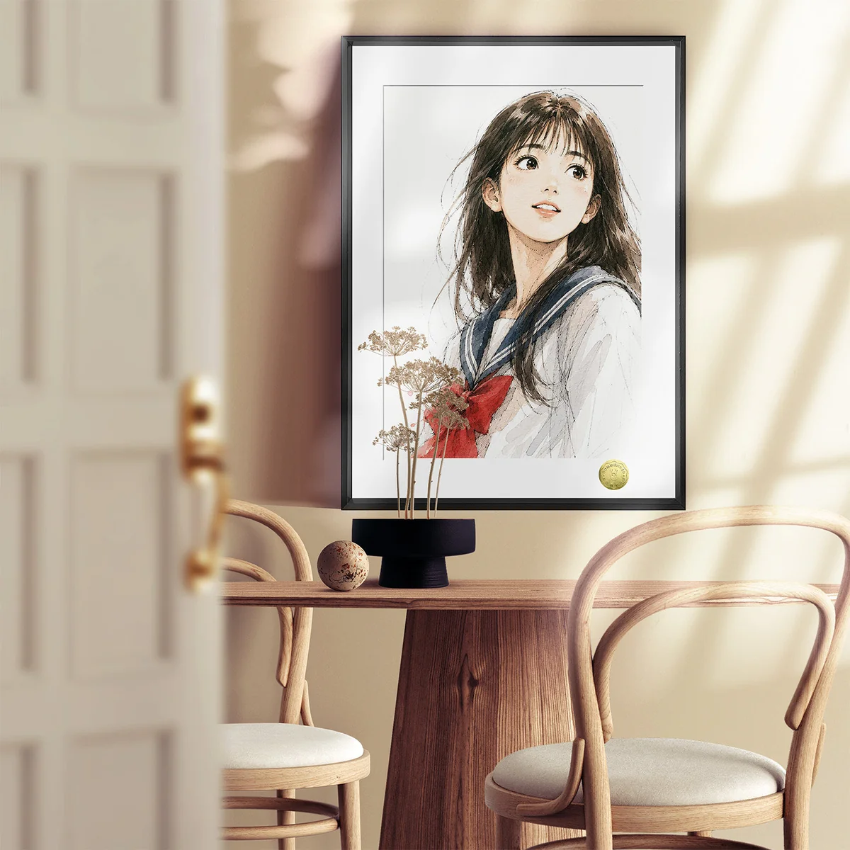 "Slam Dunk Akagi Haruko decorative painting by Huang Gua Studio. Artistic views highlight her serene youthful innocence and versatile fan merchandise."