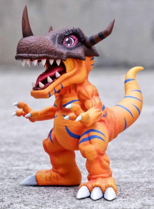 "MDS Studio Greymon Digimon Adventure statue. Multiple angles highlight its iconic design, dynamic pose, and intricate sculpting, a premium."