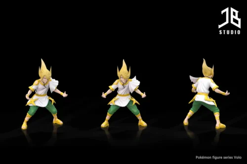 "Premium 1/20 Pokemon Volo figure from Legends: Arceus. Dynamic pose, vibrant, game-accurate design, and intricate details from various angles."