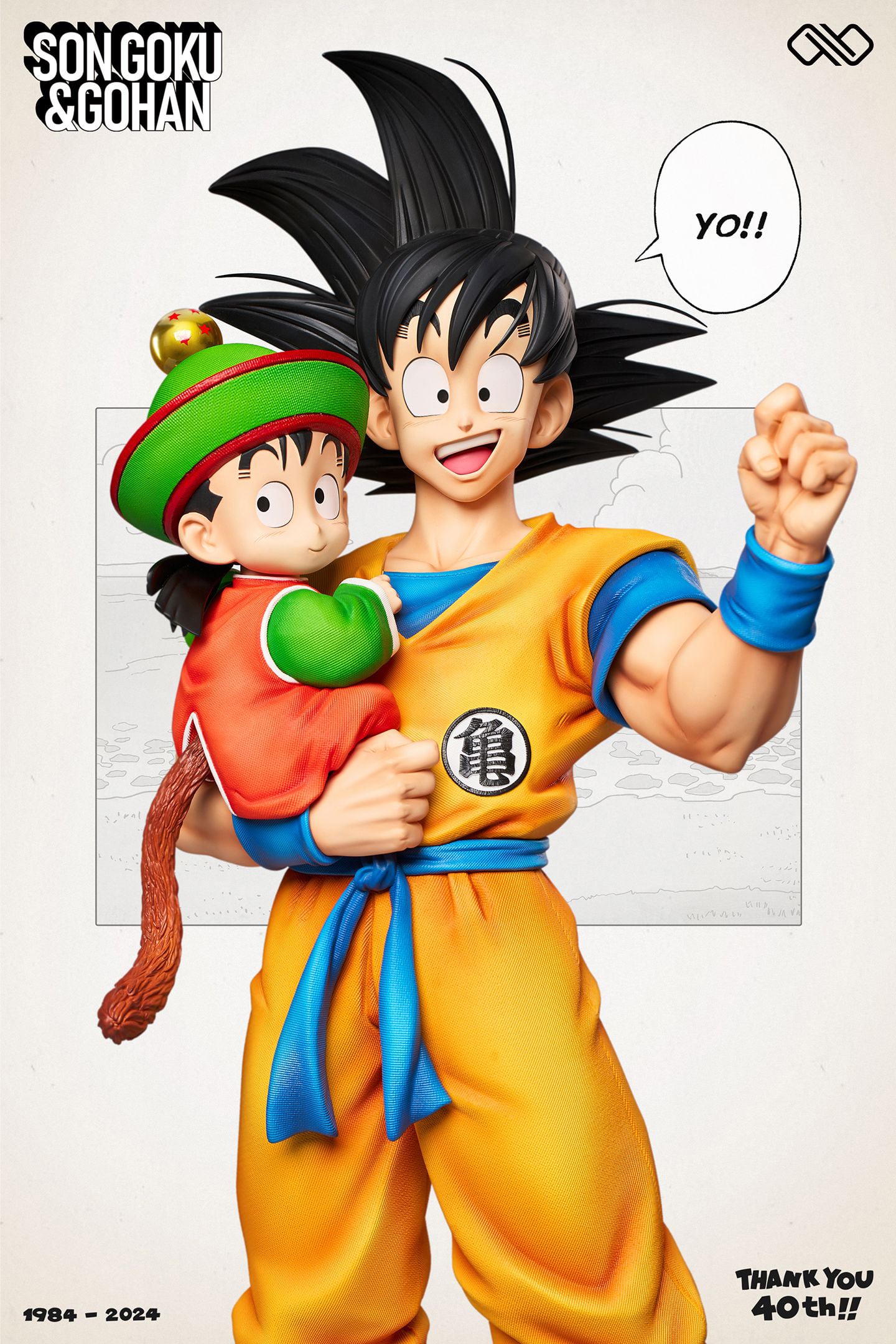 1/6 & 1/4 & 1/2 Scale 40th Anniversary Title Page Series 001 Hugging Father & Son - Dragon Ball Resin Statue - Unlimited Studios - Image 7