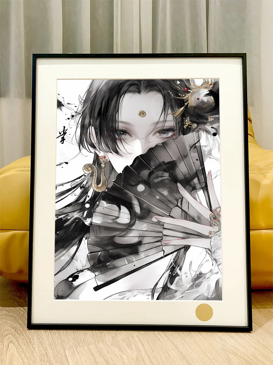 "Premium Limited Edition Ink Wash Boa Hancock print, showcasing the One Piece character's iconic beauty with celestial traditional art."