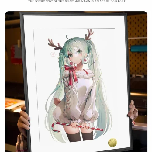 "Limited edition Cute Deer Miku decorative painting. Whimsical Hatsune Miku as a deer, featuring soft pastel colors and artistic fan art details."