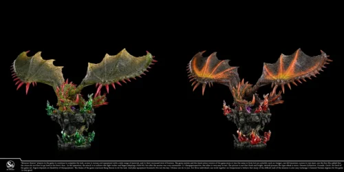 "Dynamic S6 Studio Limited Edition Monster Hunter Espinas & Flaming Espinas resin statue, showcasing high-detail dragons in a fierce display."